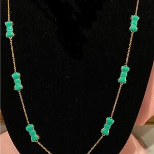 Kate Spade Green and Gold Bow Necklace